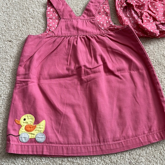 Mini Boden Pink Ducks Toys Appliqué Dress Pinnie Size 12M - Picture 6 of 8
